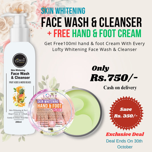 Skin Whitening Face Wash & Cleanser + Free Hand and Foot Cream