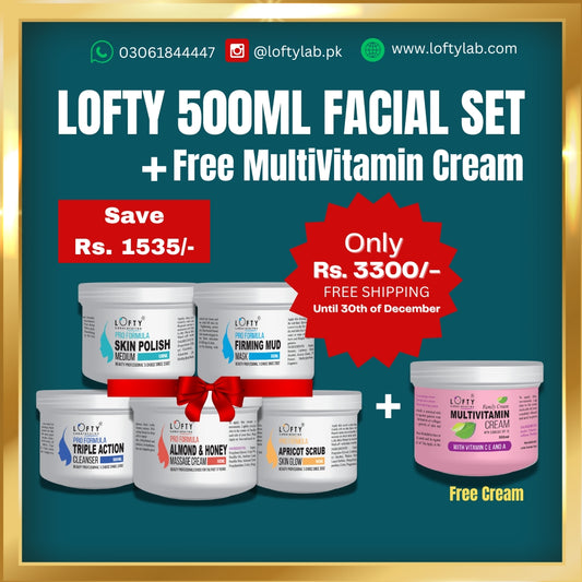 Lofty 500ml Facial Set With Free 500ml  Multivitamin Cream