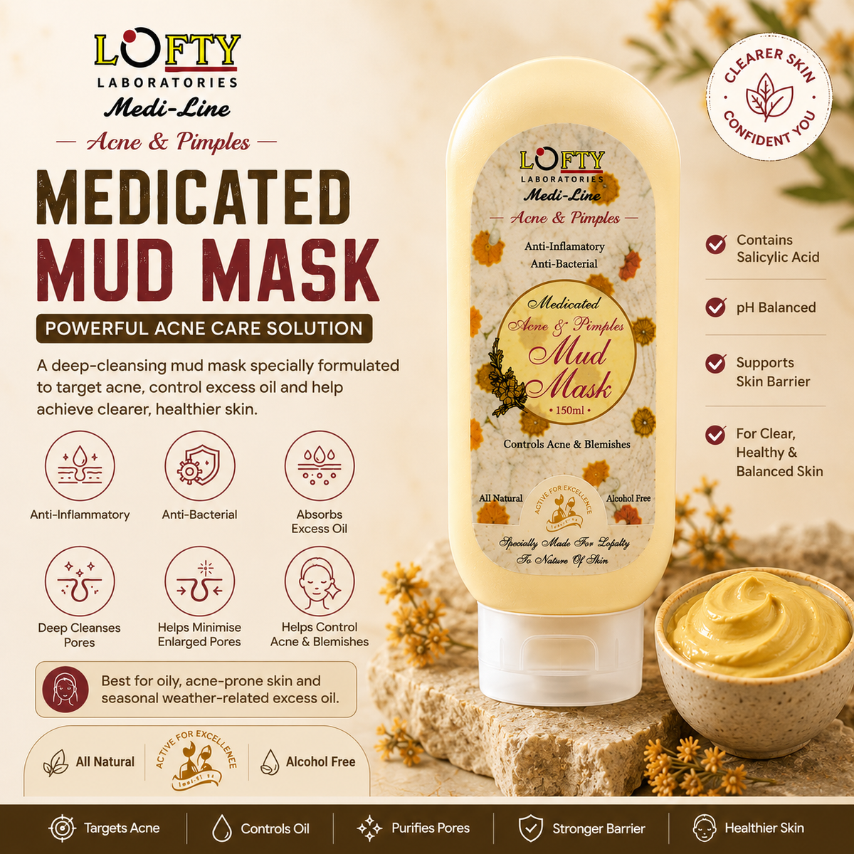 Medi-Line Acne & Pimple Mud Mask 150ml